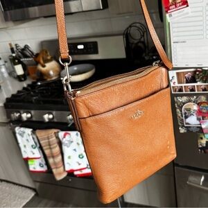 Coach Saddle Brown Leather North South Swingpack Crossbody Bag 52348